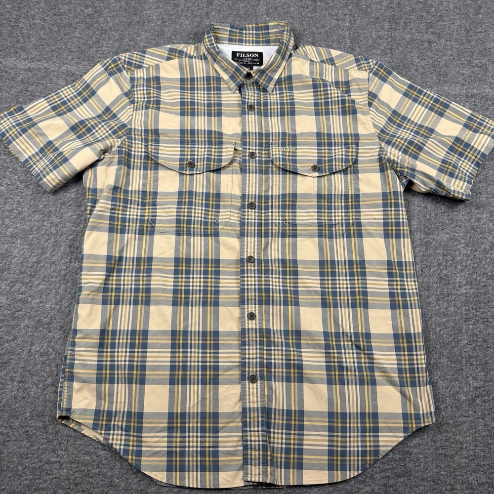 Filson Shirt Mens Large Green Plaid Twin Lakes Lightweight Fishing Outdoors Hike